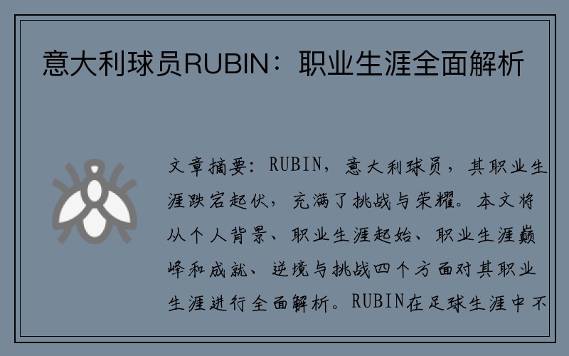 意大利球员RUBIN：职业生涯全面解析